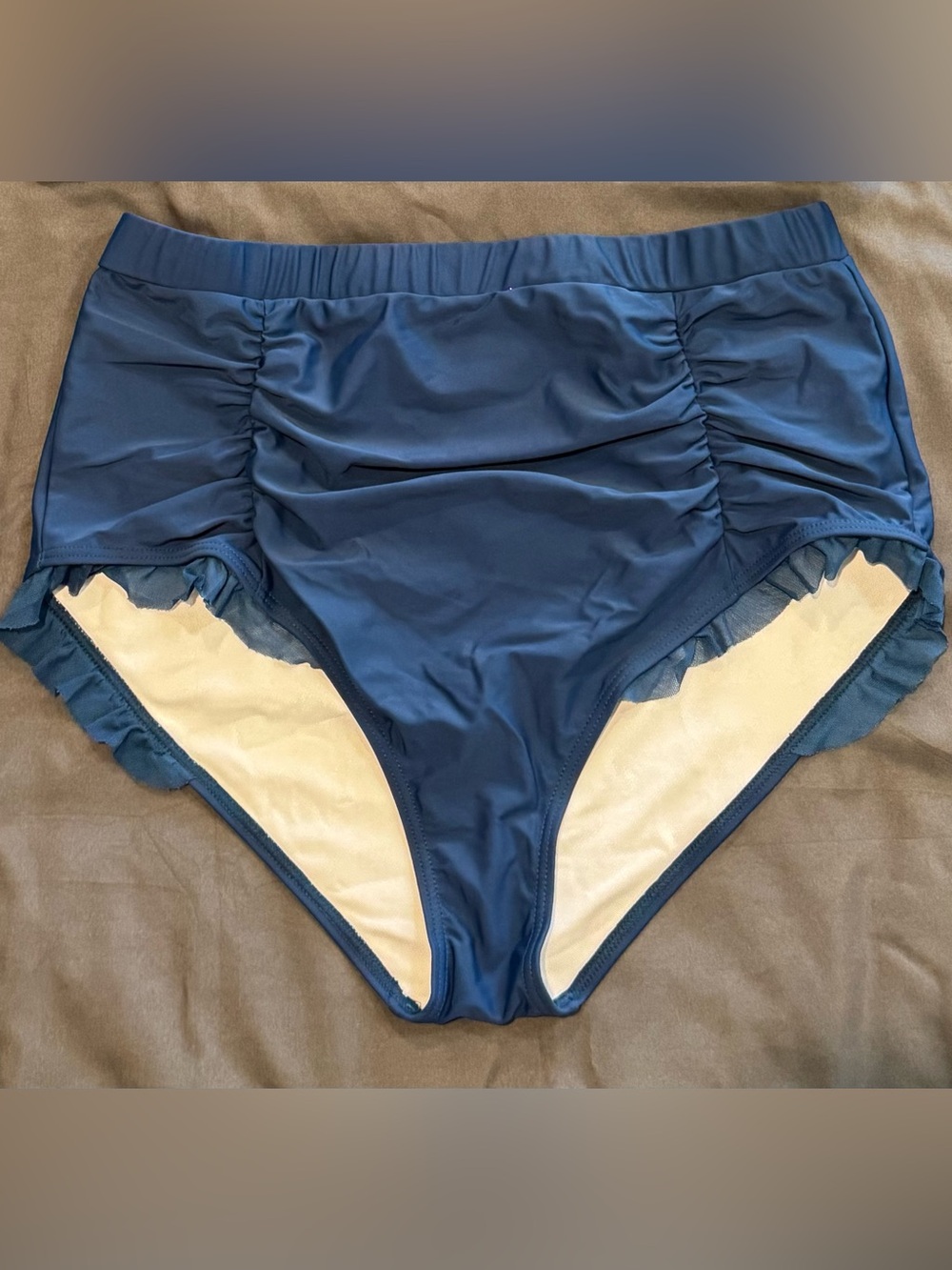 BloomChic Teal Blue Full Brief Swim Bottom w/Ruffle Detail.  Sz 18/20